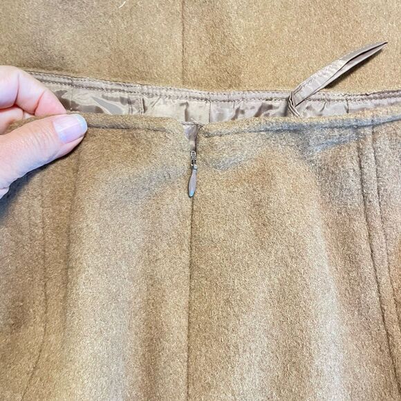 VTG Talbots Camel Hair Midi Skirt Preppy Old Money Capsule Academia 6 A Line - Picture 11 of 13